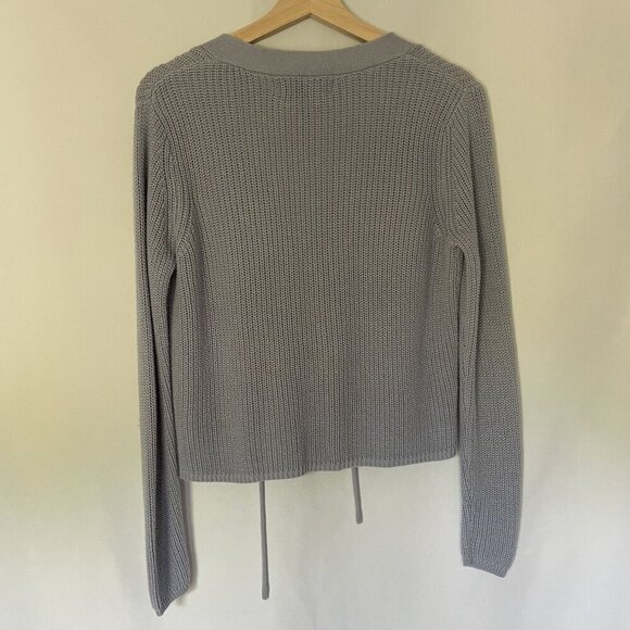 Forever 21 baby blue knit sweater v-neck style lace up front women's size small - Picture 8 of 9